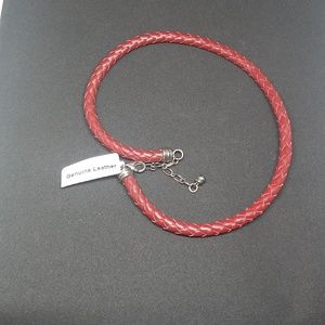 Joseph Esposito Red Braided Leather Choker NWT